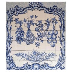 Kitchen Tile Backsplash - Hand Painted Portuguese Tiles Azulejos "Hanging Foods"