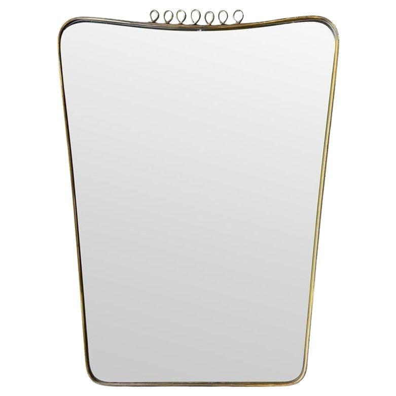 Miroir italien original des années 1950 à cadre en laiton attribué à Gio Ponti