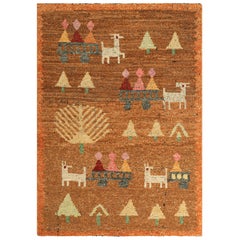 Alfombra de estilo sueco Rug & Kilim en marrón con motivos geométricos figurados