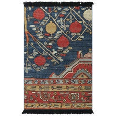 Rug & Kilim’s Tree of Life Rug in Blue, Gold and Red with Floral Patterns