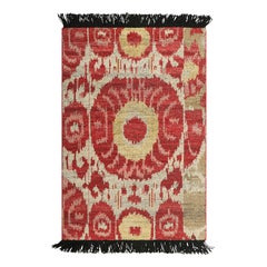 Rug & Kilim’s Dragon Rug in Gold and Blue with Geometric-Floral Patterns