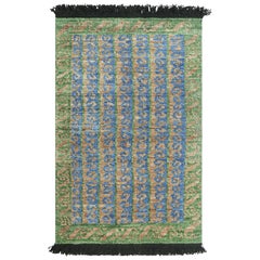 Tapis tribal de Rug & Kilim à motifs géométriques bleus, verts et beiges