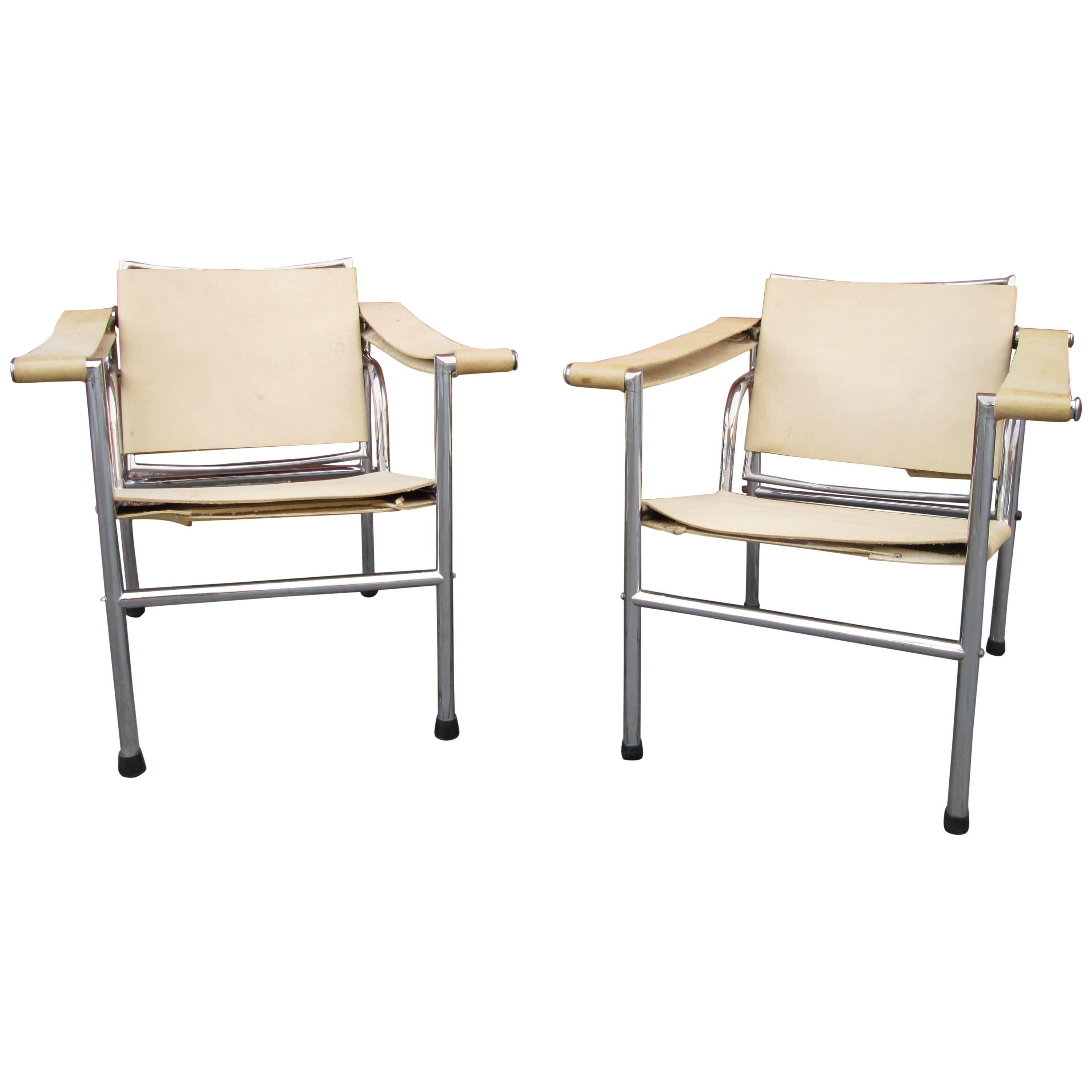 Pair of Modern Armchairs in the Manner of Le Corbusier by Charlotte Perriand