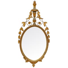 Italian Neoclassical Tuscan Green & Giltwood and Tole Mirror