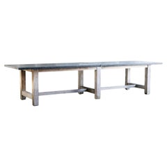 8'-6" Solid Belgian Oak and Blue Stone Dining Table with 4 Legs Indoor/Outdoor