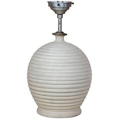 1930s Streaked Ball Table Light in White Clay