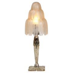 Französische Art Deco Tischlampe von Sabino Wasserfall Modell