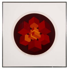 Brian Halsey Quatrao 2º Estado Firmado Op Art Serigrafía AP VIII/X Enmarcado 1978