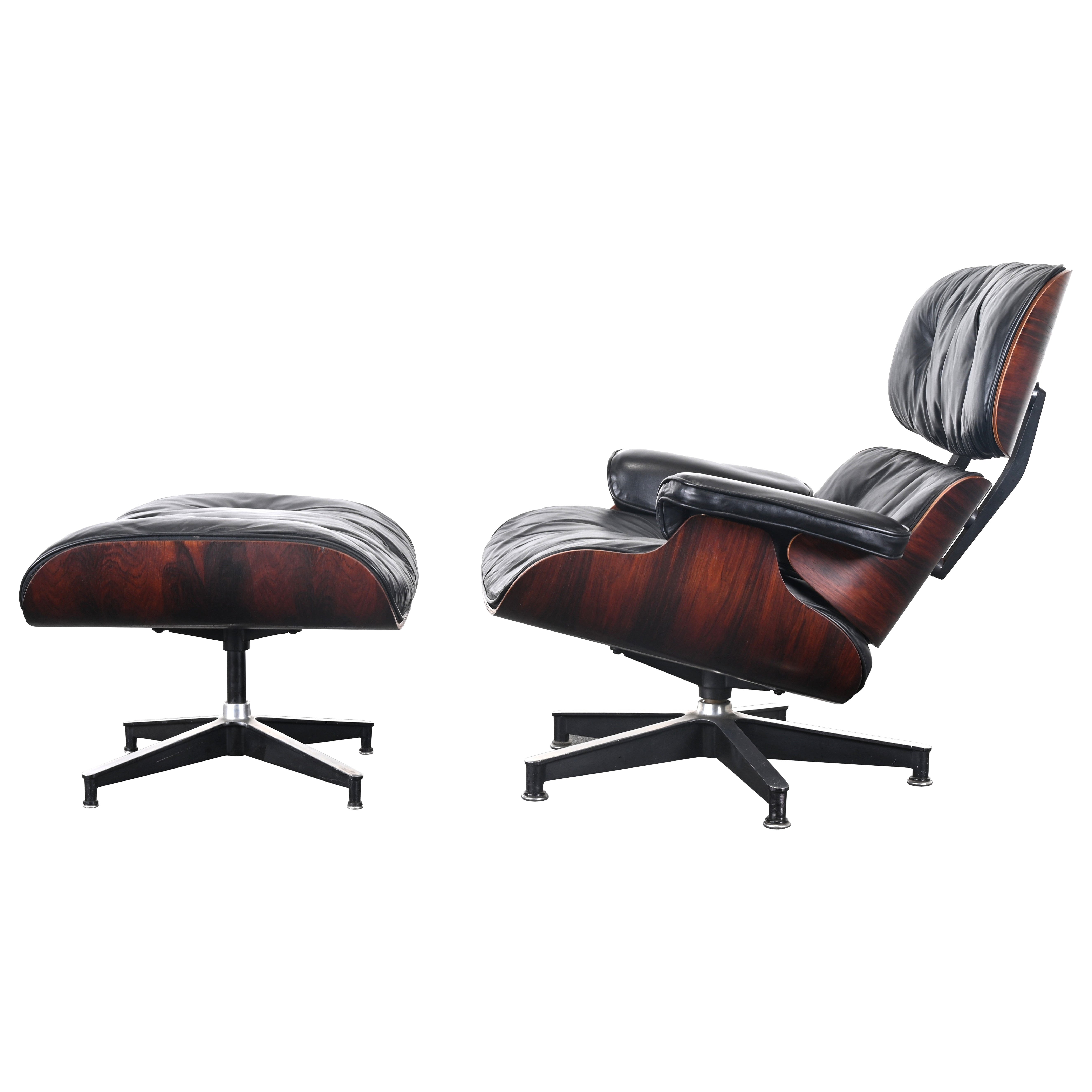 Herman Miller Eames Lounge Chair e Ottoman 670/671, seconda generazione, 1963
