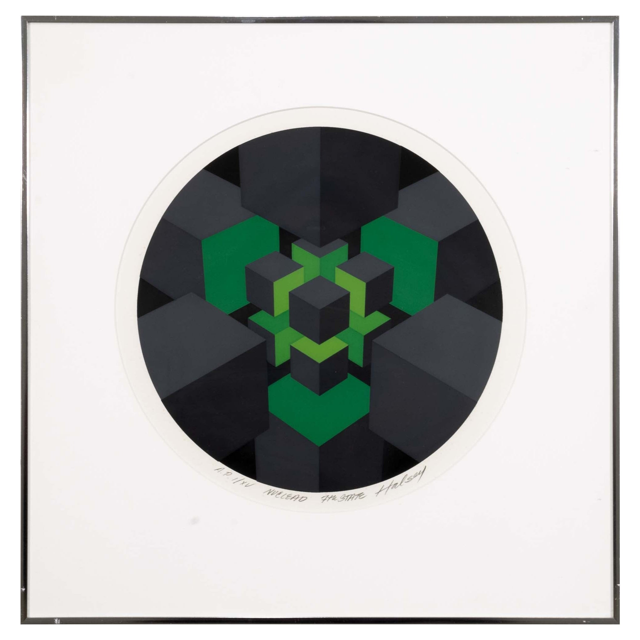 Brian Halsey Nuclead 7th State Signed Op Art Serigraph AP I/XV Framed 1978