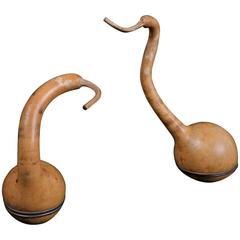 Early 20th Century Pair of Crane-Shaped Gourds, Kogo, from Seto, Japan 7