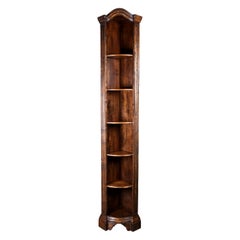 Vintage Walnut corner cupboard with shelves, France, 1950s