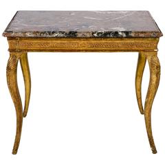 Irish Giltwood Side Table with Marble Top