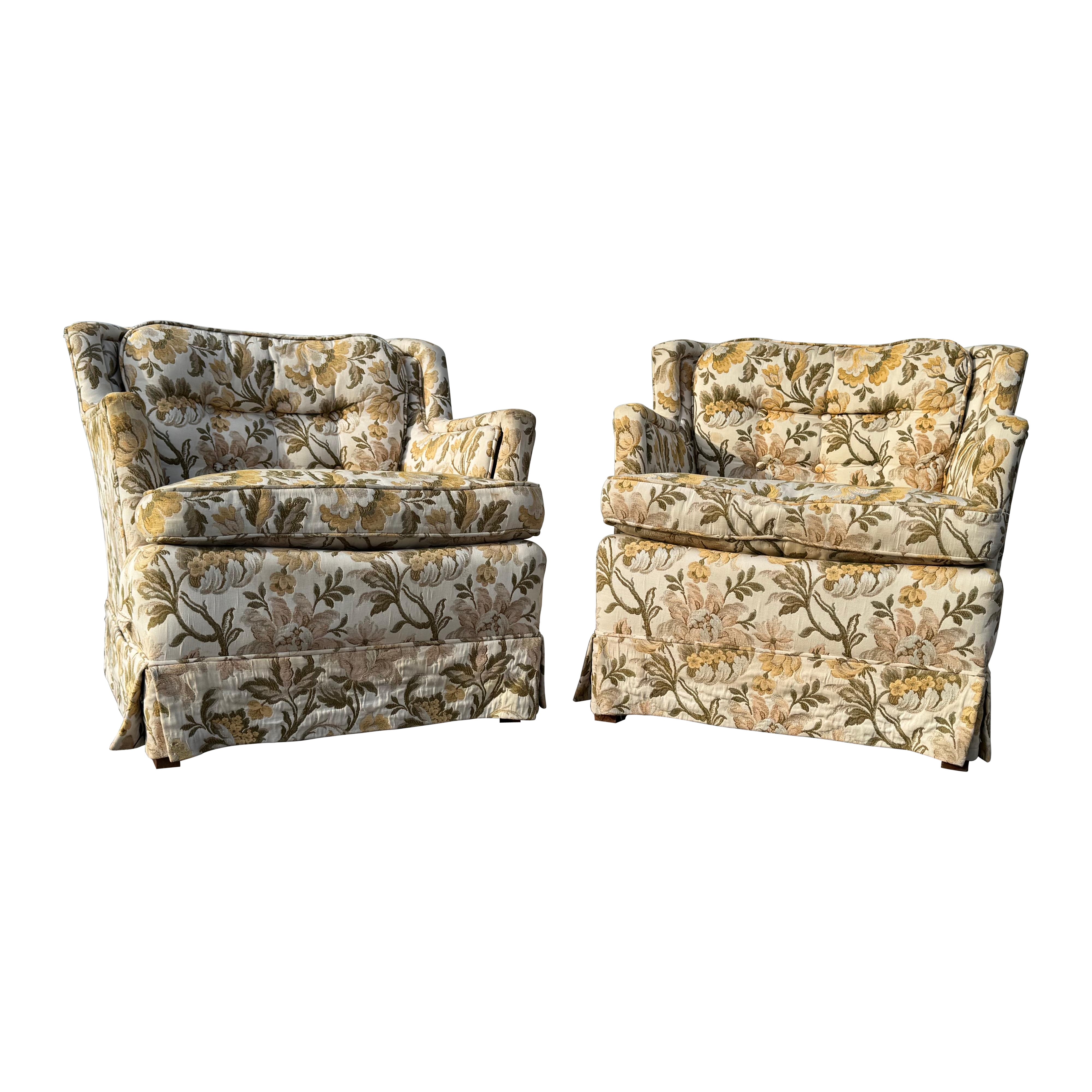 Pair of Vintage Mid-Century Selig Style  Club Chairs