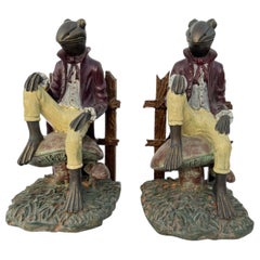 Gentlemanly Frosch-Buchstützen aus Gips, 1980er Jahre, ein Paar