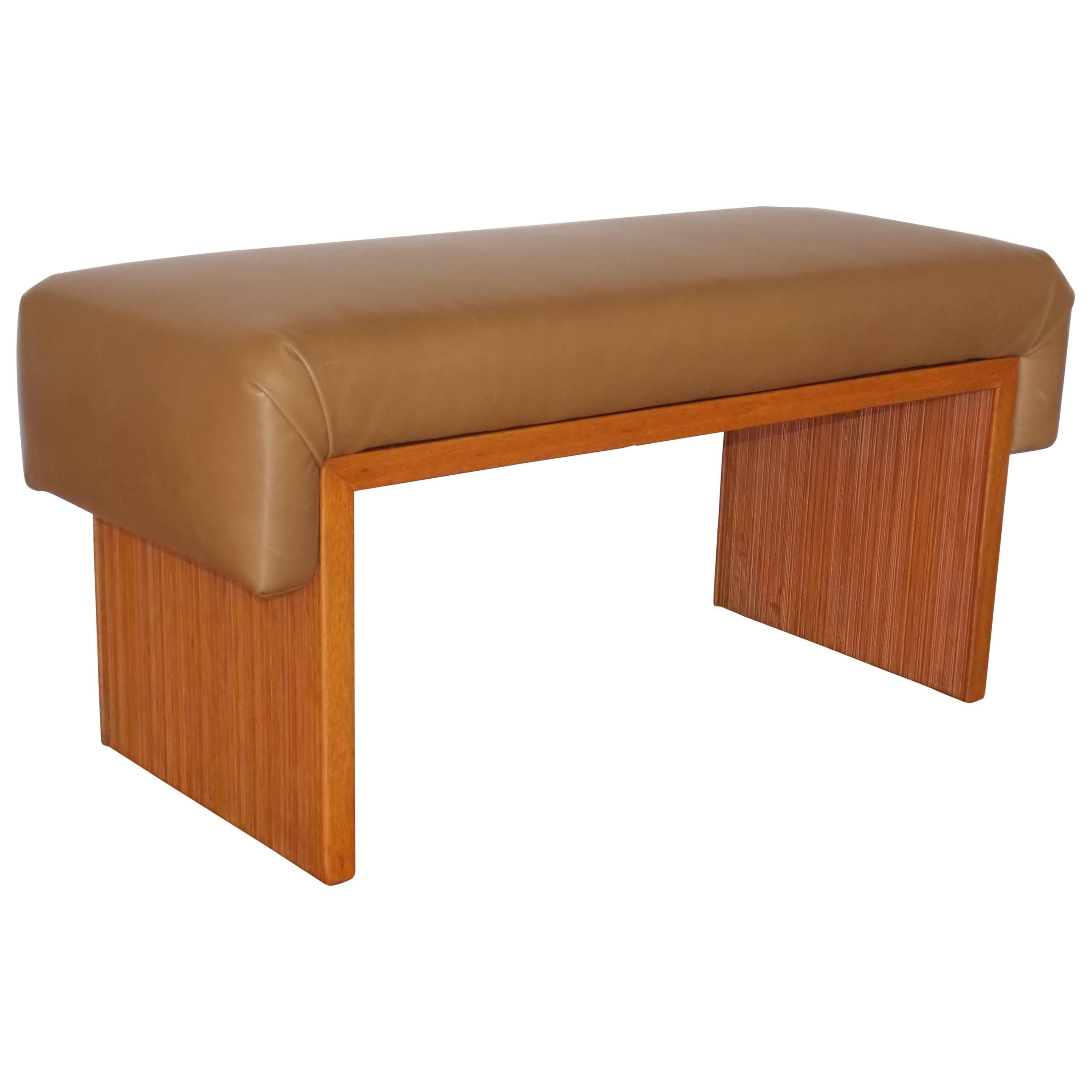 Rare Paul Frankl Occasional Leather Bench for Brown & Saltman