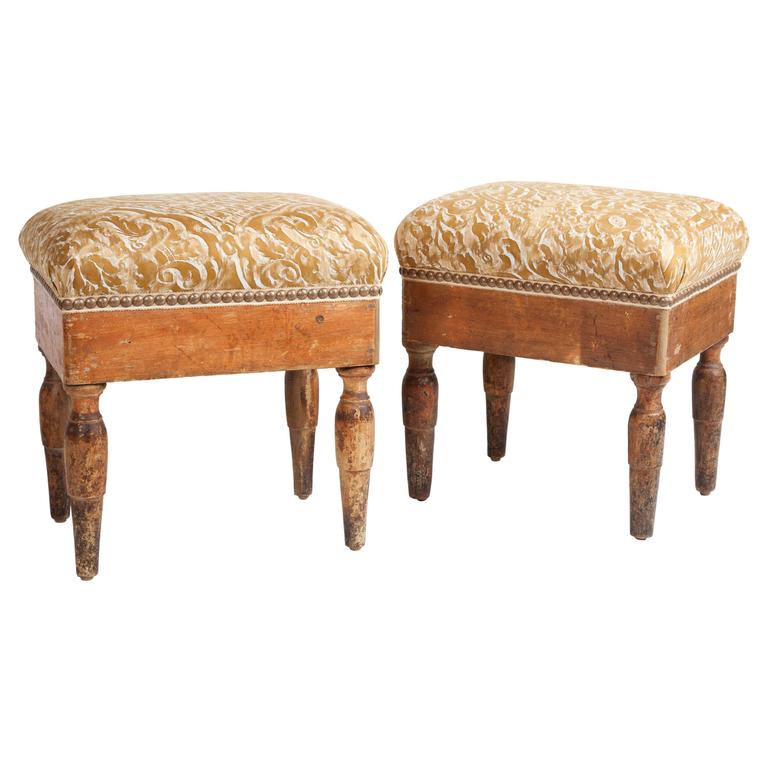 Pair of Antique Italian Stools For Sale