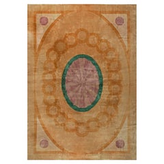 Doris Leslie Blau Vintage Chinese Yellow Purple Green Handmade Rug