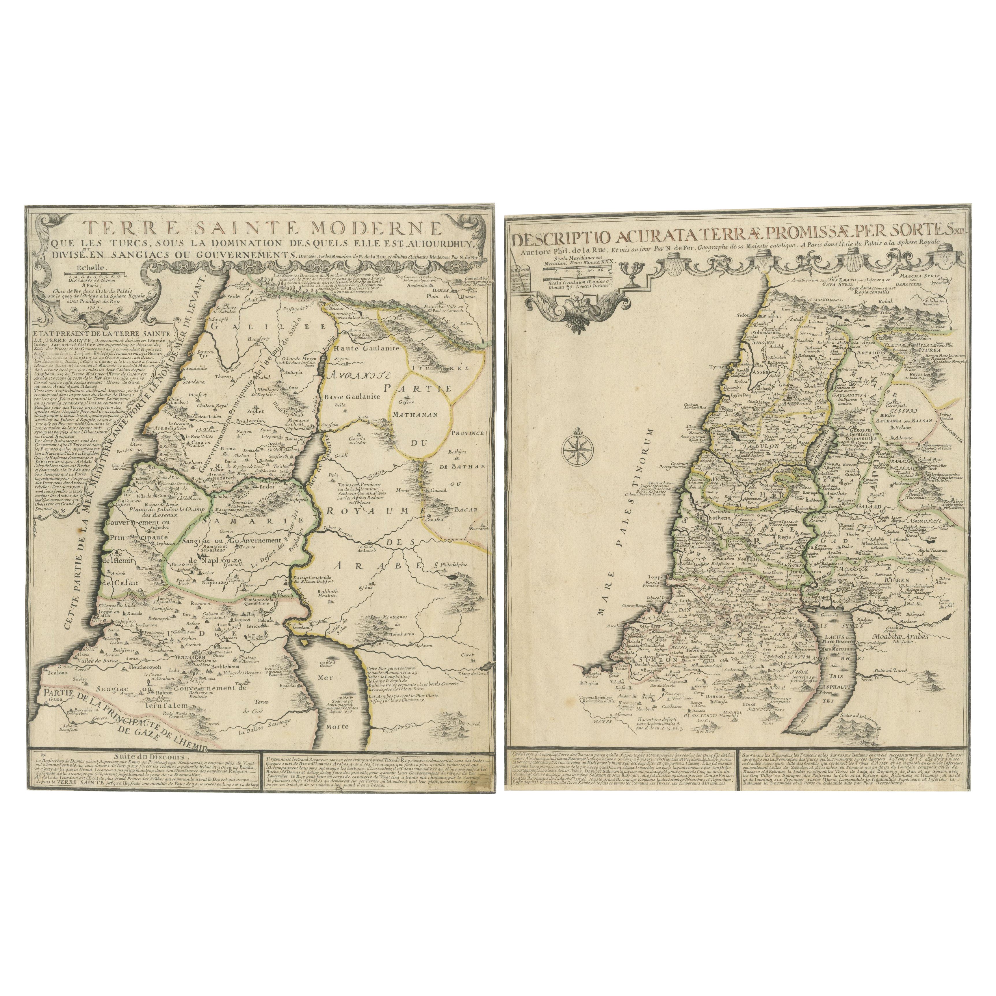 1720 Maps of the Holy Land: Ancient and Modern by De Fer and Danet