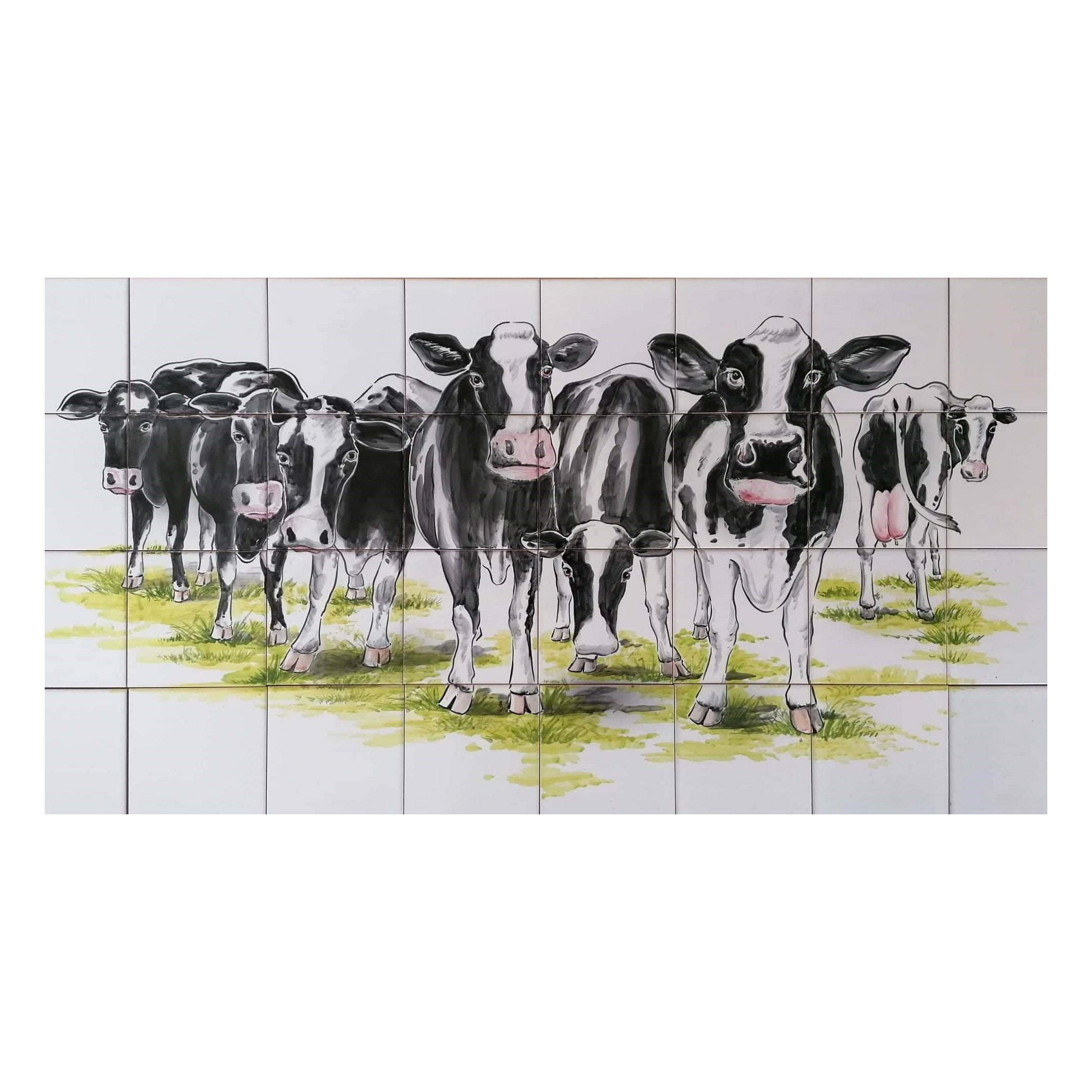Salpicadero de azulejos de cocina - Azulejos portugueses pintados a mano "Vacas" en venta