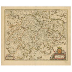 Rare Hand-Colored Map of of the Wine Region Burgundy in France by De Wit, c.1688