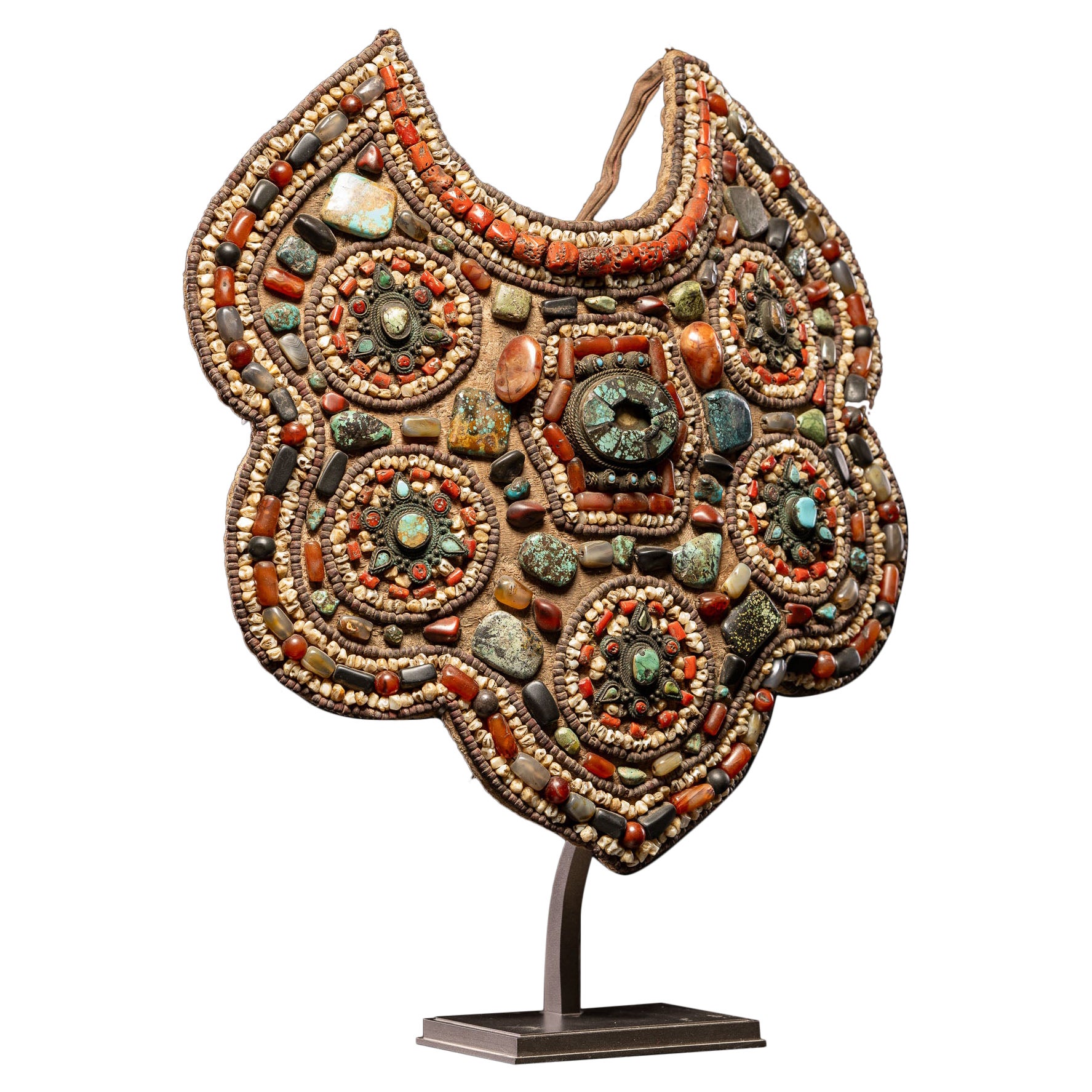 Ceremonial pectoral plastron in the form of a half moon, Tibet, 19-20th C For Sale