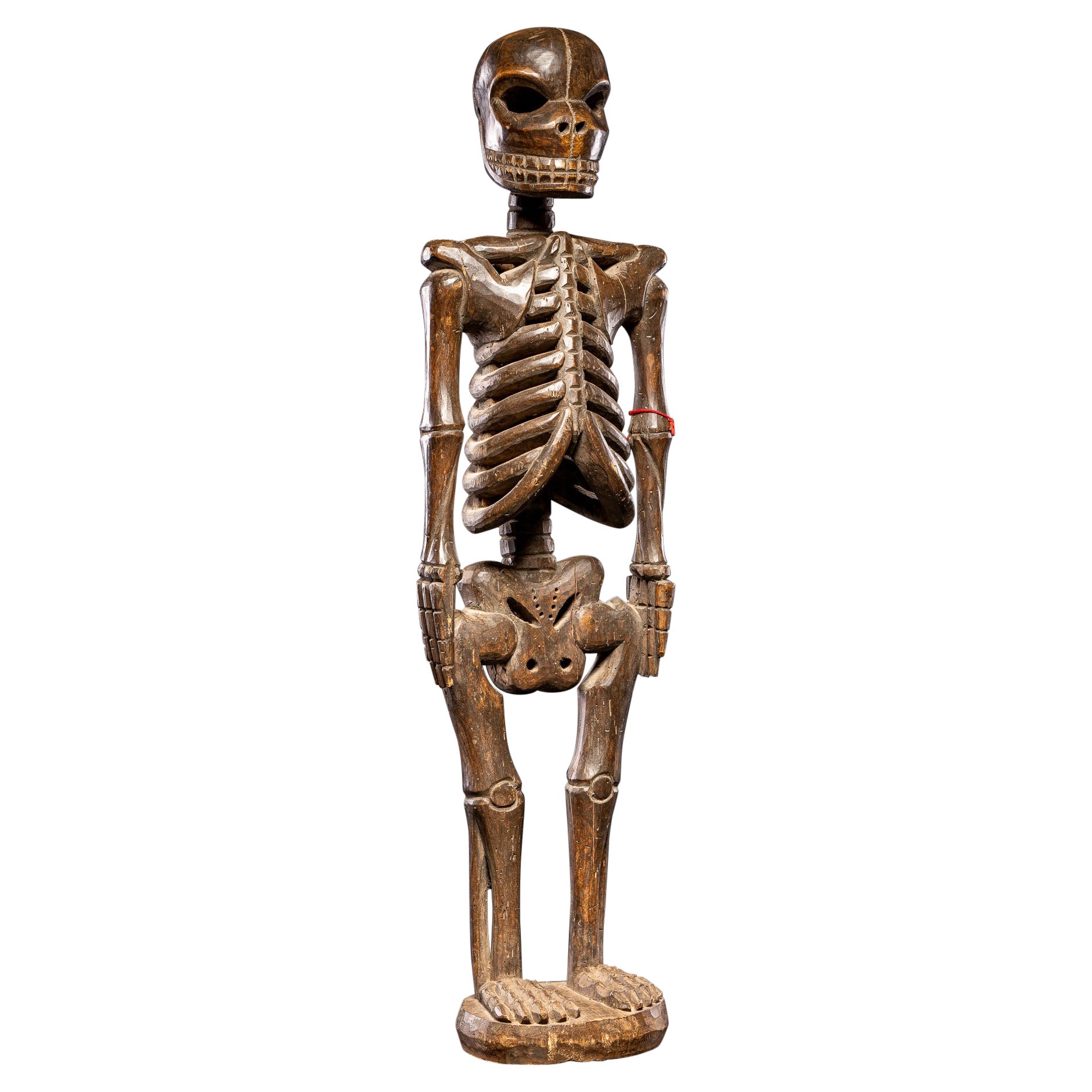 Scheletro cerimoniale in legno duro ricavato da un unico pezzo di legno, Nigeria. in vendita