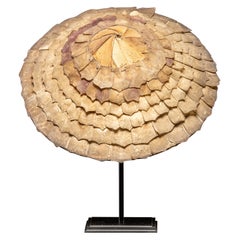 Chapeau ethnographique en écailles de poisson fait à la main Moluque, Indonésie.