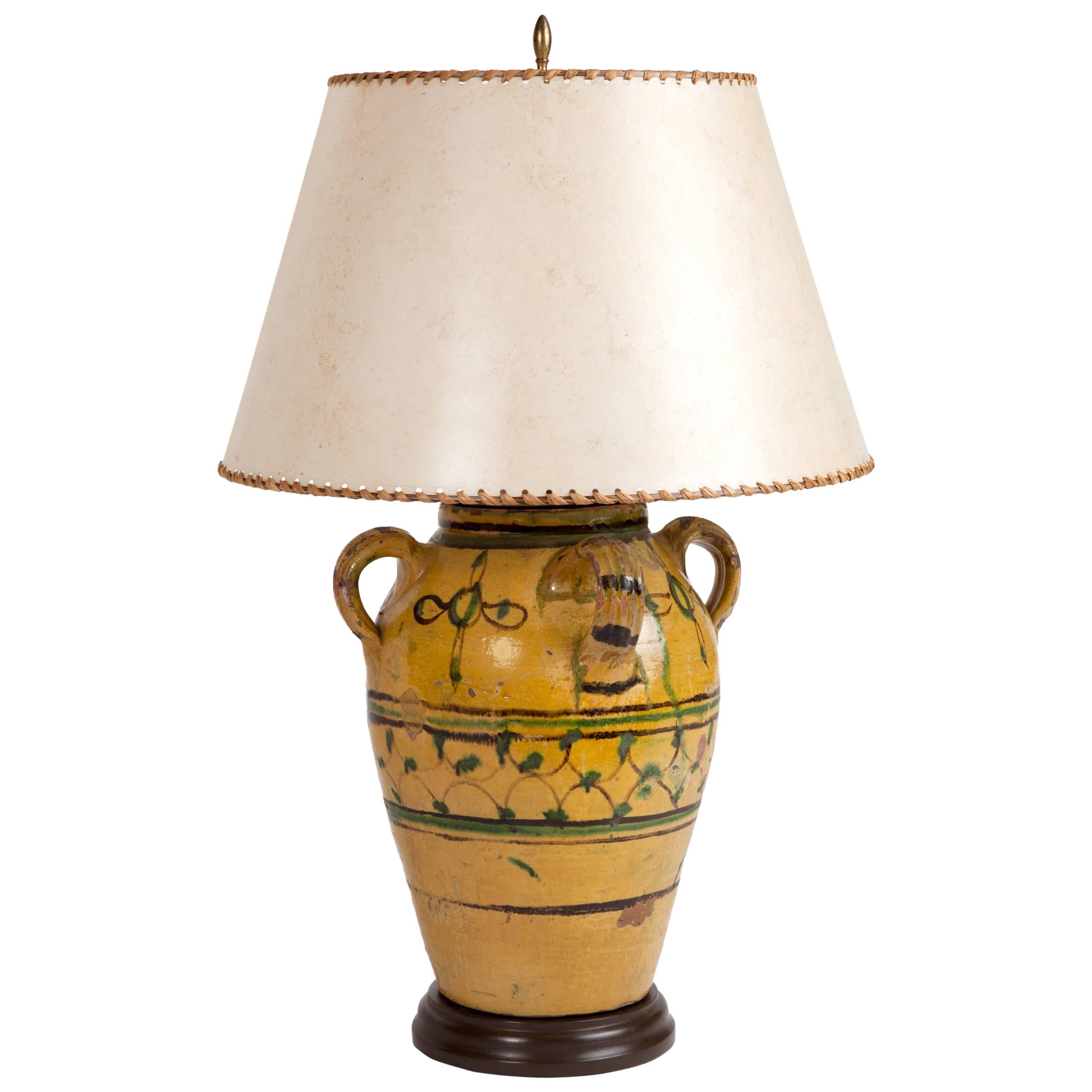 Antique Spanish Olive Jar Lamp