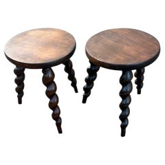 Pair of stools with spiral legs
