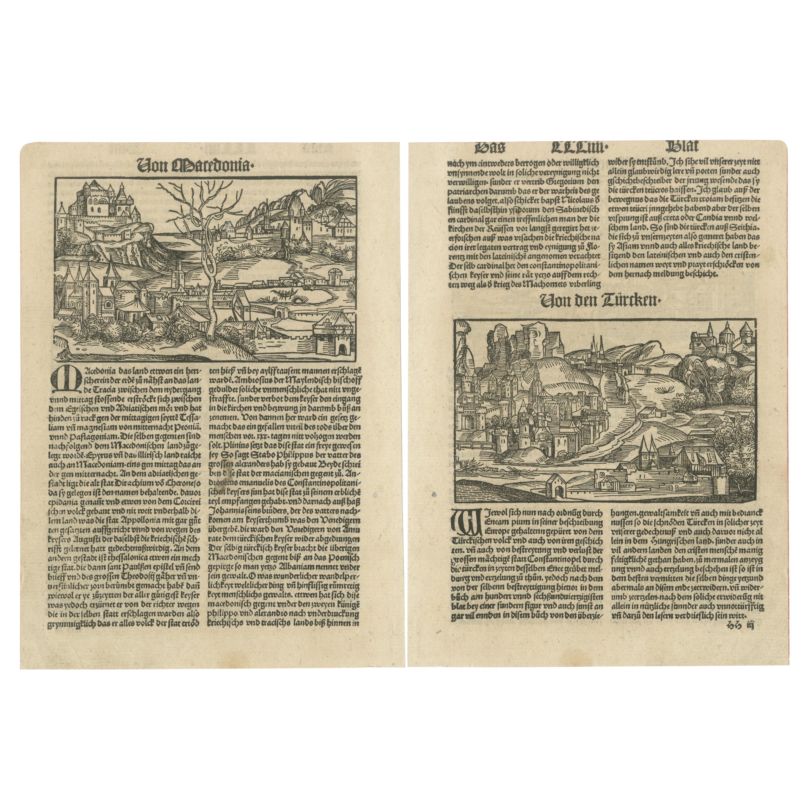 Rare Woodcuts of Macedonia and the Turks from the Nuremberg Chronicle, 1493