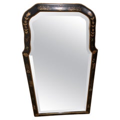 Beautifully Decorated Black Chinoiserie Bevelled Mirror