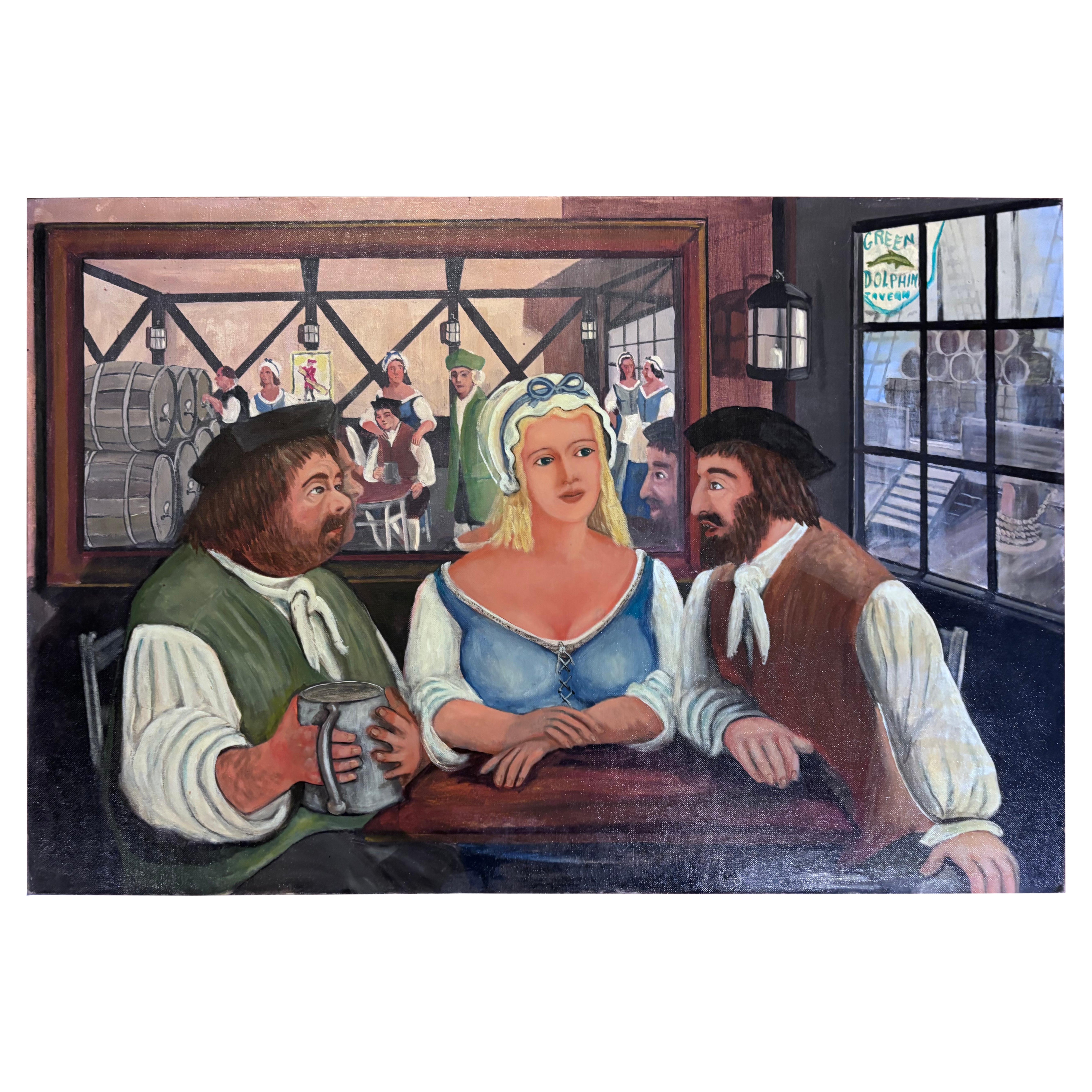 La doncella rubia y sus amigos Pintura de taberna La artista folclórica Gloria Laposka