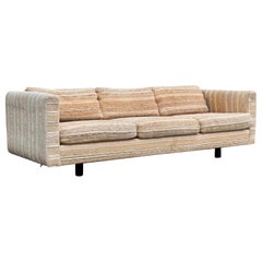 1970s Forecast Furniture Textured Tuxedo Sofa in Style of Milo Baughman