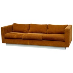 1970s Forecast Furniture Textured Tuxedo Sofa in Style of Milo Baughman
