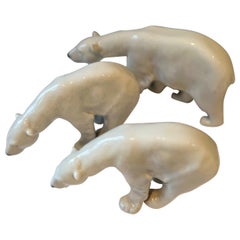 Antique Mid 20th C. Grouping of Three Polar Bears from Royal Copenhagen
