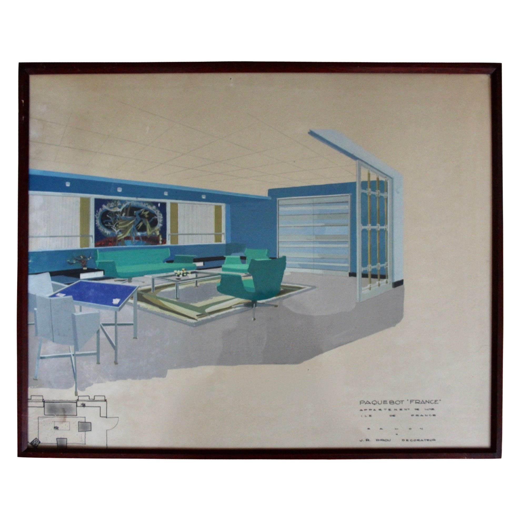 Disegno di Rene Prou per il salone Paquebot France in vendita