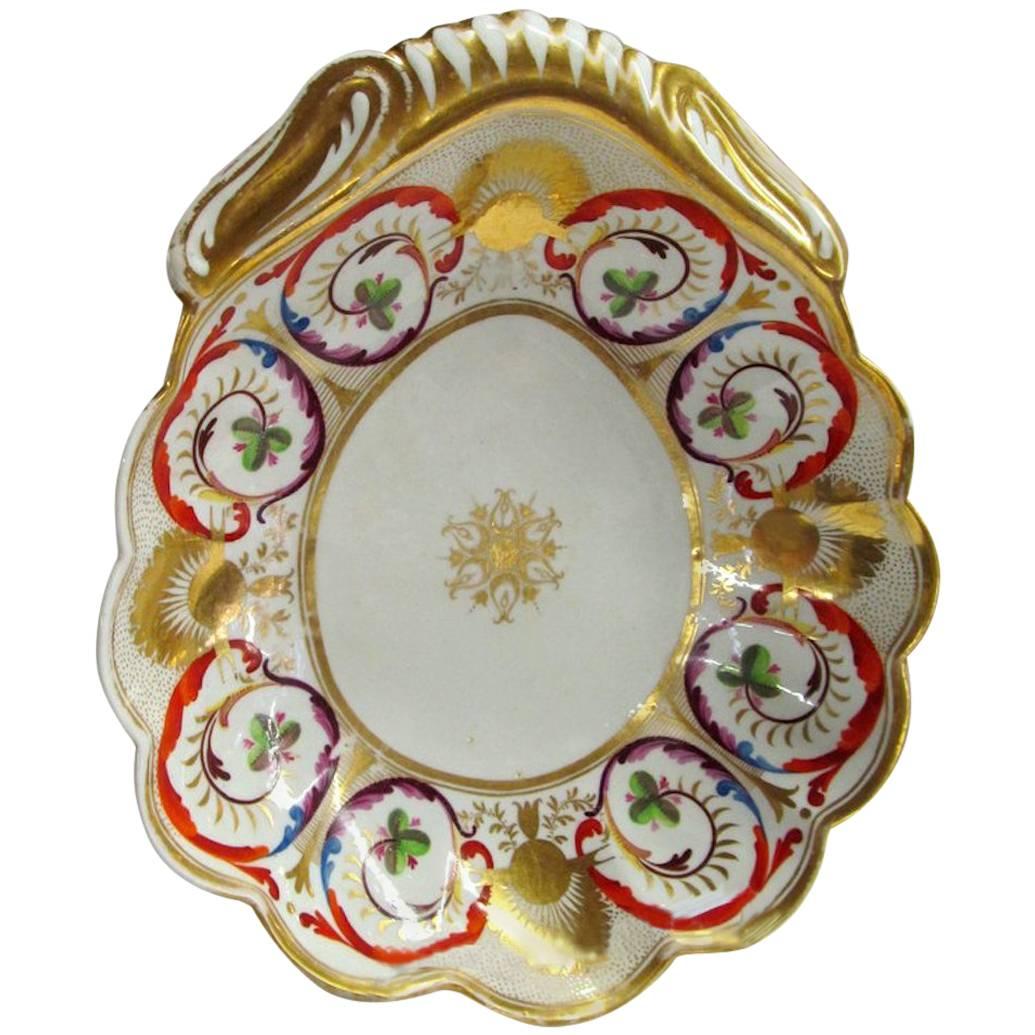 Antique English Geo. III Period Spode Porcelain Shell Shaped Dessert Dish