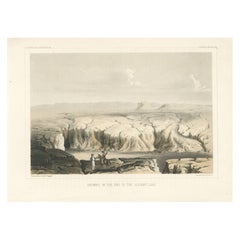 Litografía Tintada de Barrancos en el Lecho del Antiguo Lago en EE.UU., 1856
