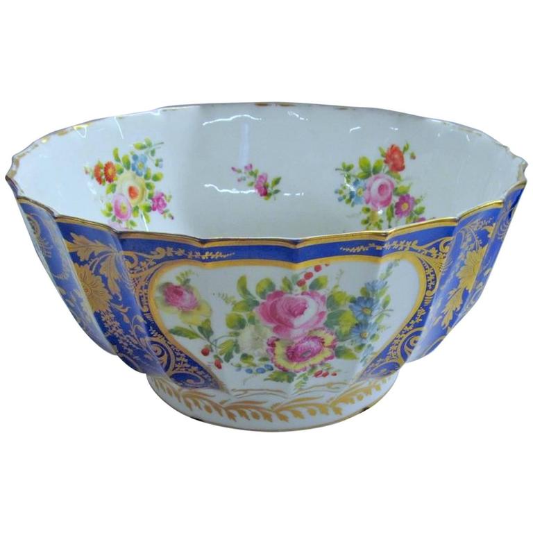 Antique Geo. III English Swansea Porcelain Large Punch Bowl, Hand