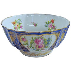Antique Geo. III English Swansea Porcelain Large Punch Bowl, Hand-Painted