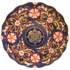 Antique Royal Crown Derby Cobalt and Gold Porcelain Imari Cabinet Plate