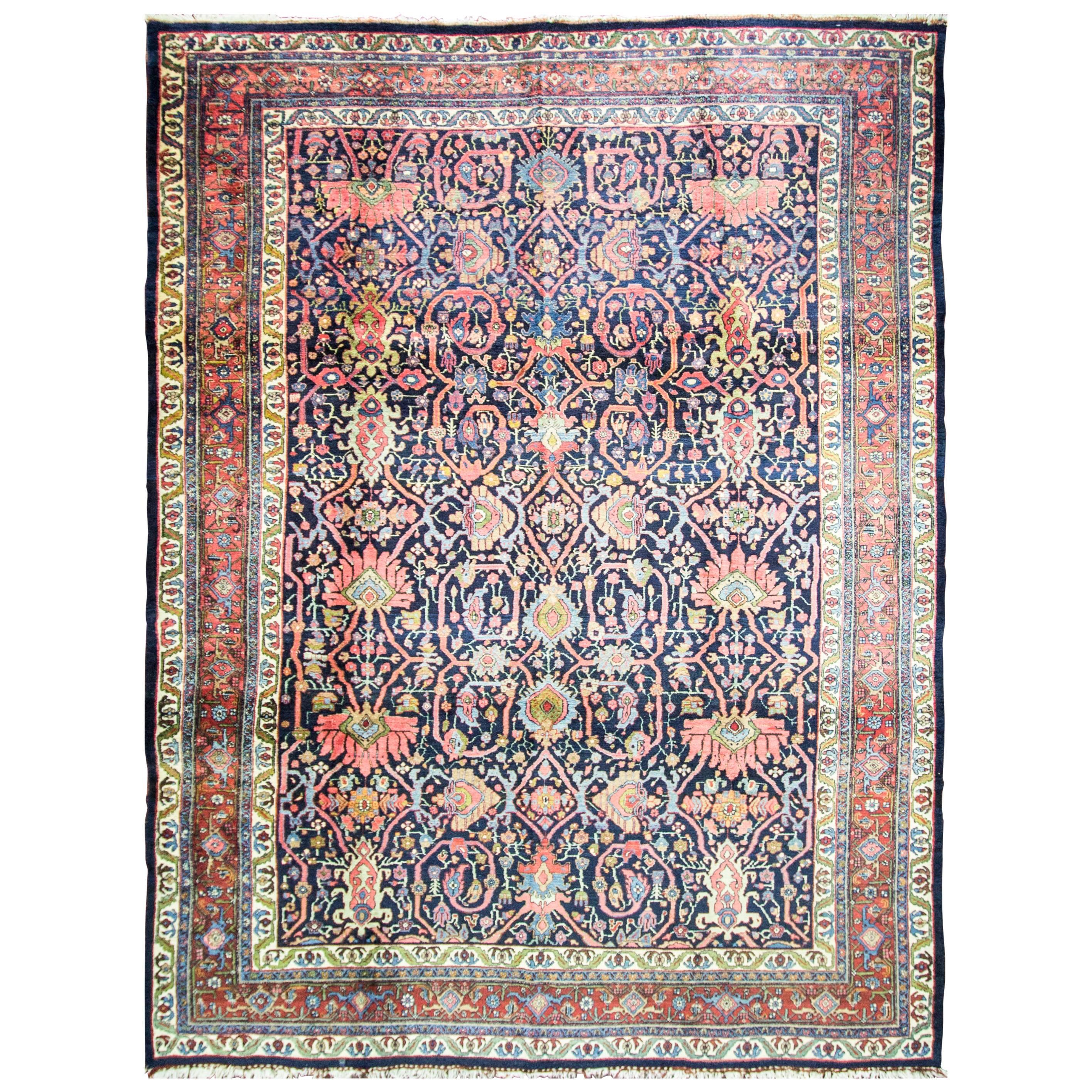  Antique Persian Bidjar Carpet, 9'4" x 12'8" Magnificent For Sale