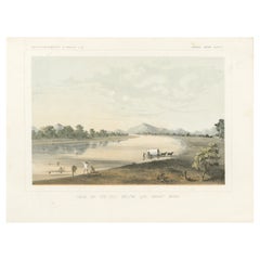 Litografia colorata di una vista sul Gila sotto la Grande Ansa vicino a Phoenix, 1856