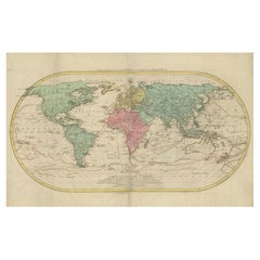 Large 1778 Lotter World Map - Ovoid Projection with Captain Cook's Voyage Routes