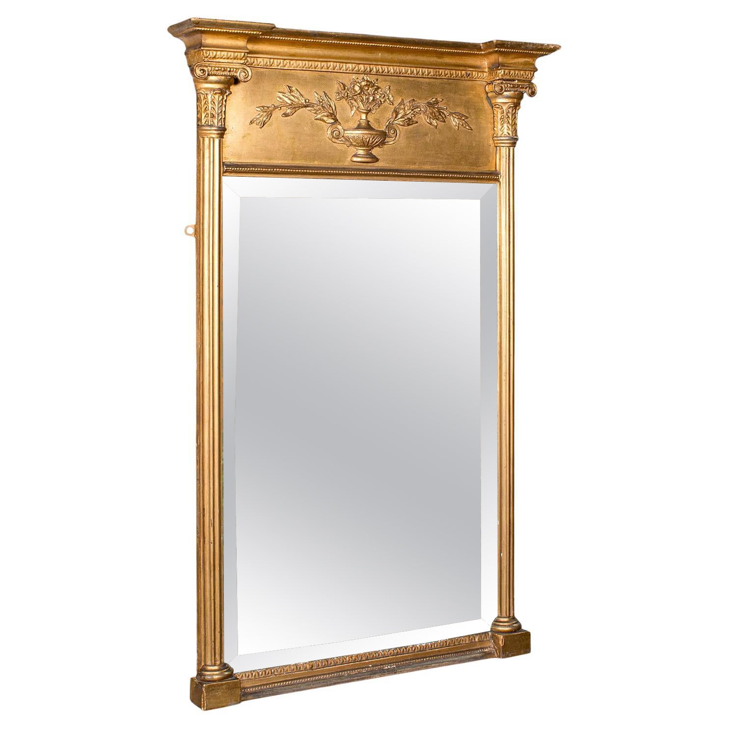 Tall Antique Pier Mirror, English, Giltwood, Neoclassical Taste, Georgian, 1820 For Sale
