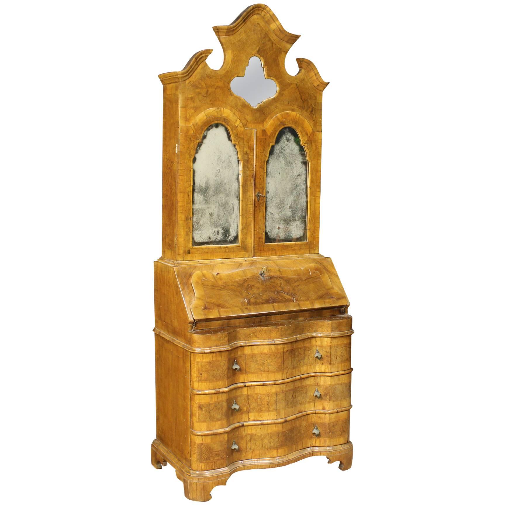 20th Century Walnut and Burr Bureau Bookcase