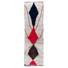 Doris Leslie Blau Vintage Tribal Marokkanisch Handgefertigter Wollteppich