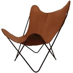 Vintage Leather Butterfly Hardoy Lounge Chair