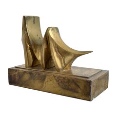 Roberto Vivas Escultura abstracta de bronce sobre base de bronce, Brasil Años 60